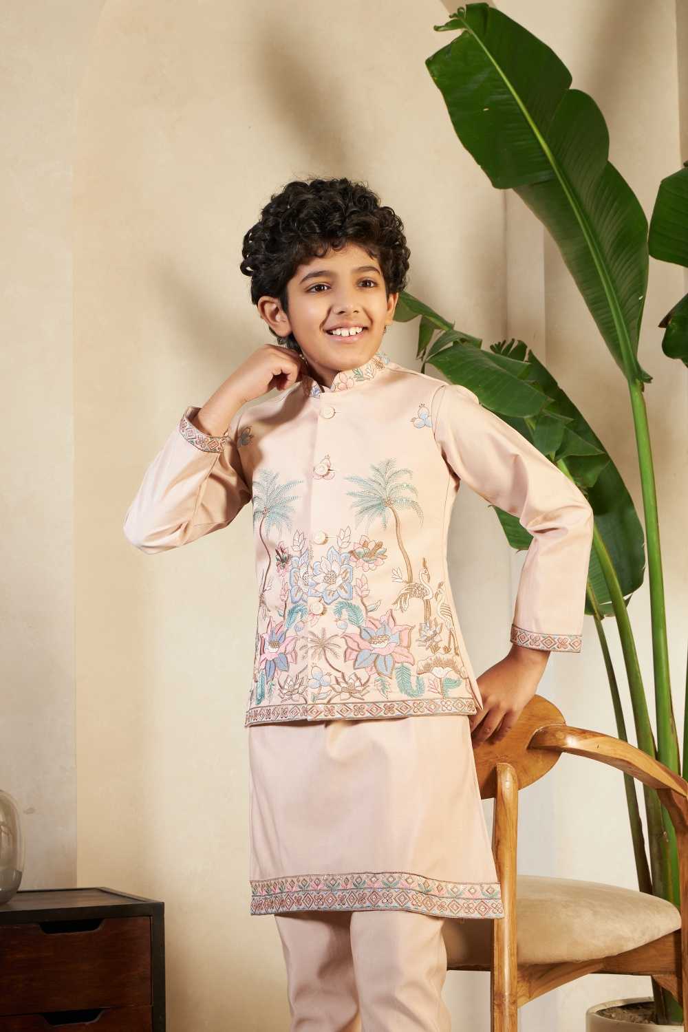 Ynf Silk RIN202 91051 LITTLE VIRAASAT Kids Wear Wholesale Boys Kurta Pyjama Kids Kurta Pajama Baby Boy Kurta Set Manufacturer- Kapda Export