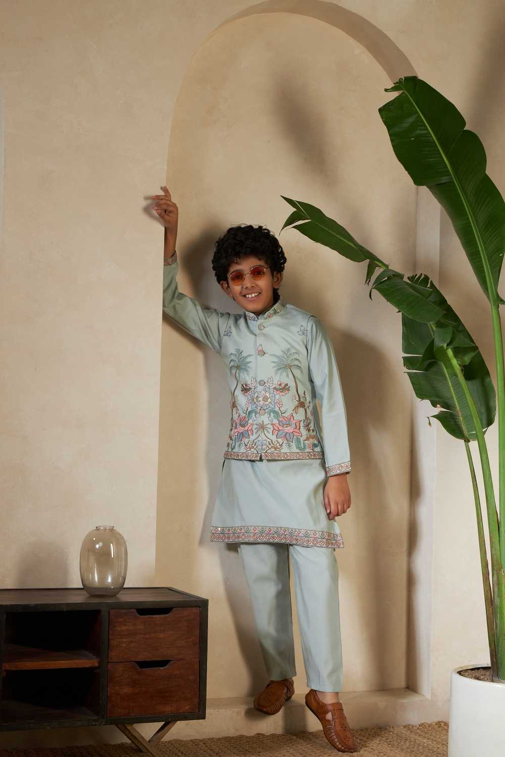 Ynf Silk RIN202 91051 LITTLE VIRAASAT Kids Wear Wholesale Boys Kurta Pyjama Kids Kurta Pajama Baby Boy Kurta Set Manufacturer- Kapda Export