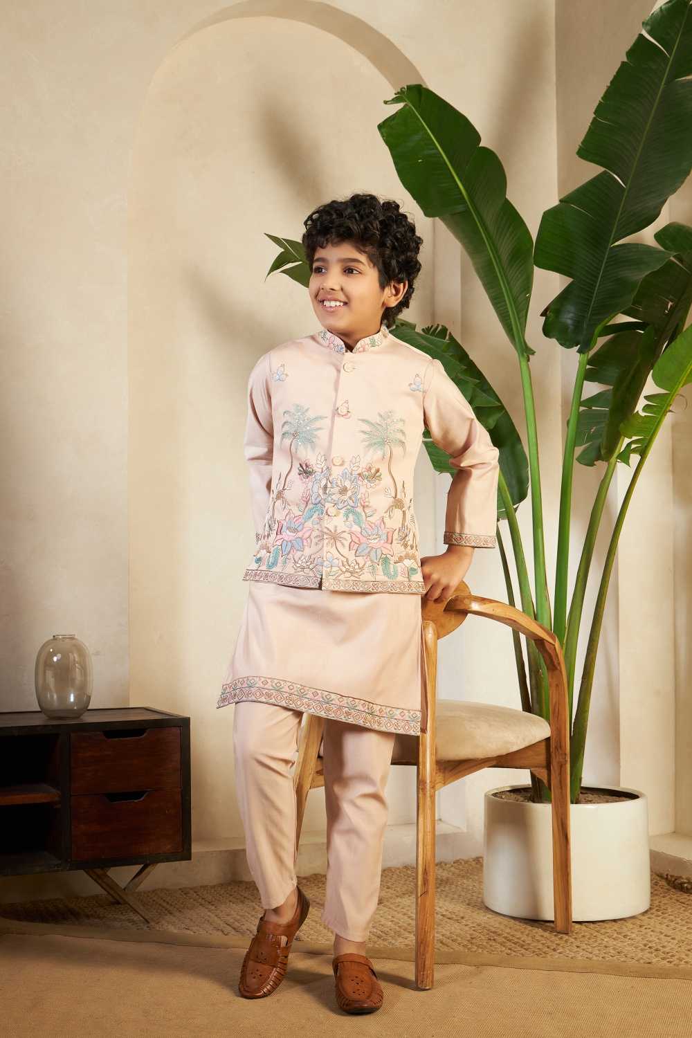 Ynf Silk RIN202 91051 LITTLE VIRAASAT Kids Wear Wholesale Boys Kurta Pyjama Kids Kurta Pajama Baby Boy Kurta Set Manufacturer- Kapda Export