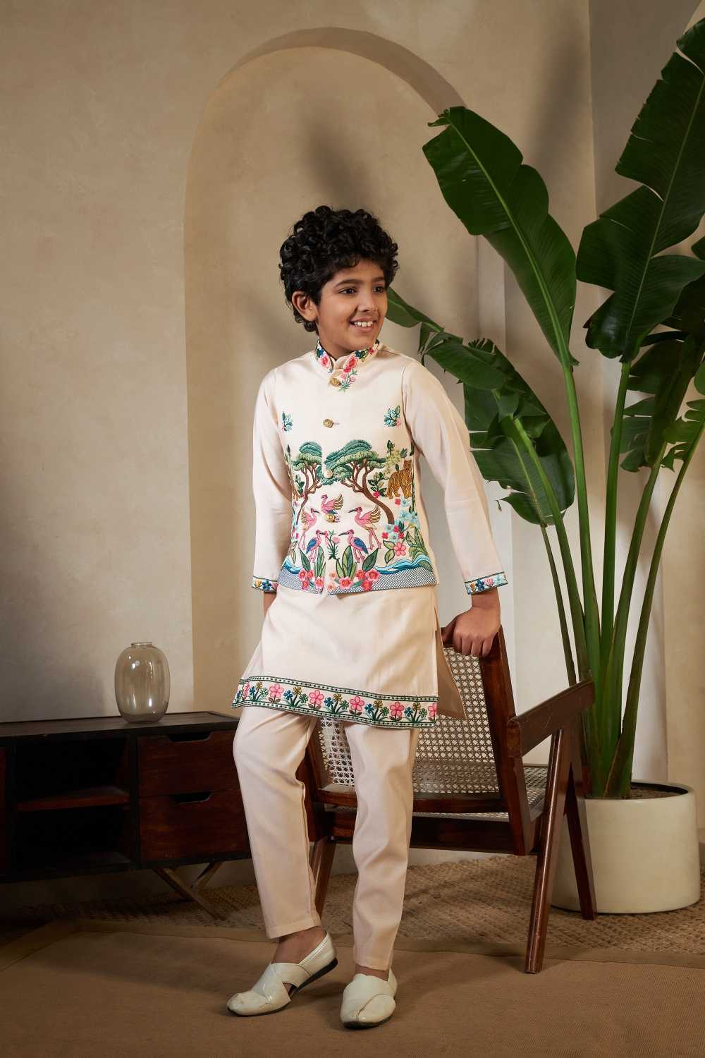 Ynf Silk RIN202 91061 ROYAL VANTARA Kids Wear Wholesale Boys Kurta Pyjama Kids Kurta Pajama Baby Boy Kurta Set Manufacturer- Kapda Export