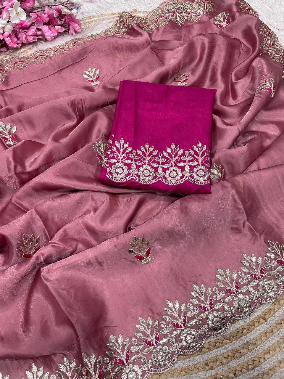 Ynf Silk RIN230 637 Sarees Wholesale Designer Sarees Embroidered Sarees Gota Work Saree Manufacturer- Kapda Export