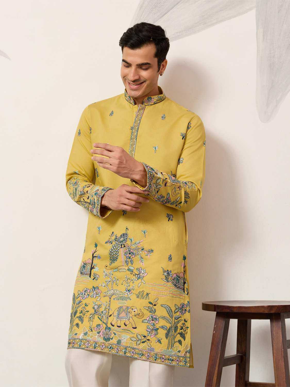 Ynf Silk Viscose RIN202 SHUBHVASTRA COUTURE 61601 Mens Wear Wholesale Mens Kurtas Mens Kurta Pyjama Men Wedding kurta Manufacturer- Kapda Export