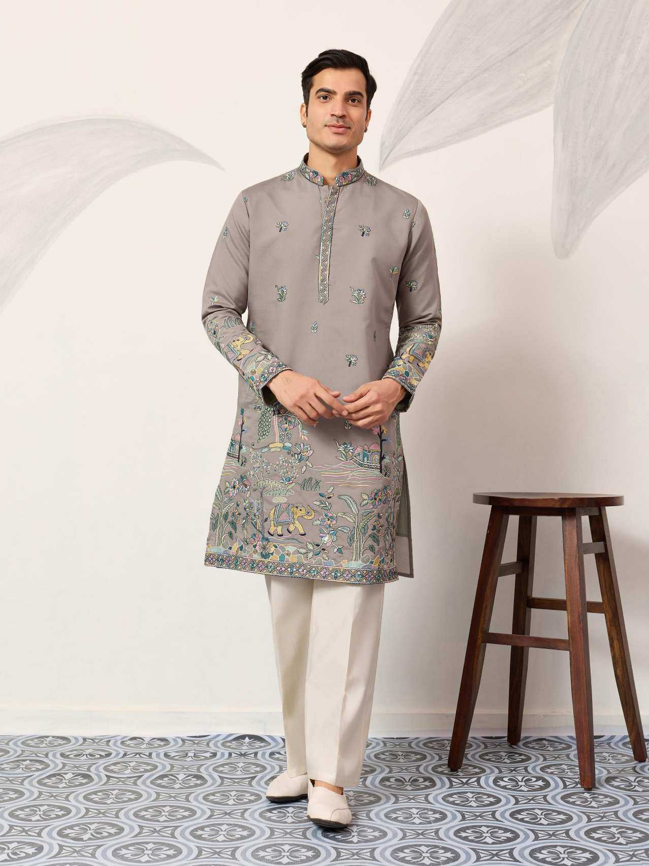 Ynf Silk Viscose RIN202 SHUBHVASTRA COUTURE 61601 Mens Wear Wholesale Mens Kurtas Mens Kurta Pyjama Men Wedding kurta Manufacturer- Kapda Export