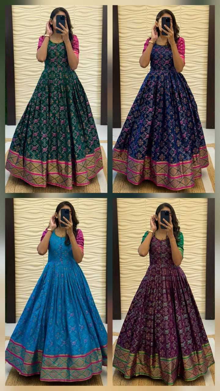 Ynf Soft Silk RIN235 SILK PATOLA Gowns Wholesale Fancy Gowns Party Gowns Wedding Gown Manufacturer- Kapda Export