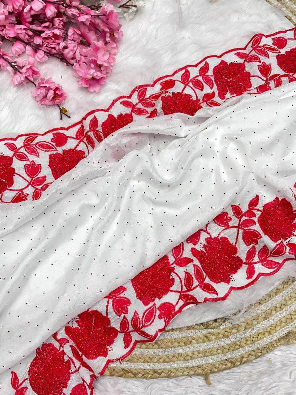 Ynf Soft Vichitra RIN230 521 Sarees Festive Collections Wholesale Embroidered Sarees Swarovski Sarees Sarees With Blouse Manufacturer- Kapda Export