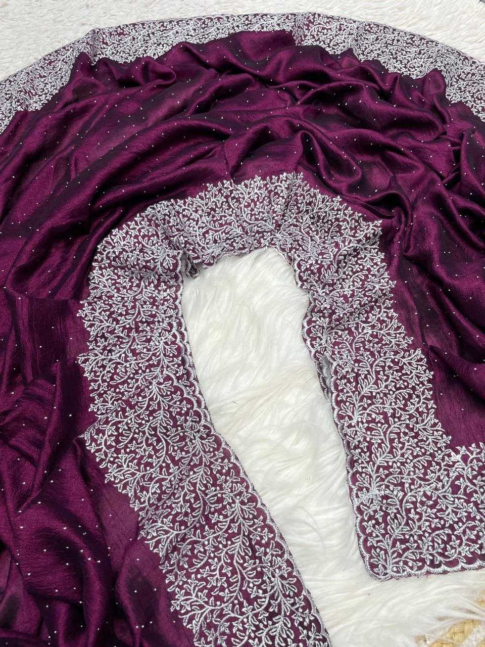 Ynf Soft Vichitra RIN230 583 Sarees Festive Collections Wholesale Embroidered Sarees Swarovski Sarees Zari Sarees Manufacturer- Kapda Export