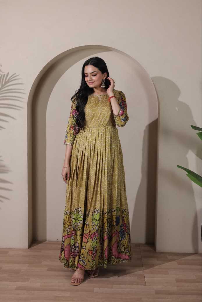 Ynf Tussar Silk KESH249 209193 Gowns Wholesale Fancy Gowns Long Gowns Wedding Gown Manufacturer- Kapda Export