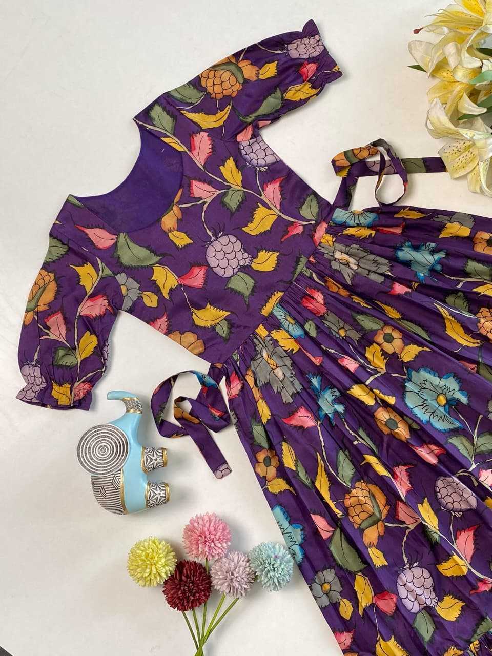 Ynf Tussar Silk KESH249 250425 Kids Wear Wholesale Kids Designer Frock Kids Silk Dress Kids Party Wear Ethnic Manufacturer- Kapda Export