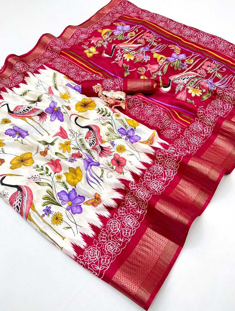 Ynf Tussar Silk KESH695 Handloom Tussar Sarees Silk Sarees Wholesale Bhagalpuri Silk Sarees Kalamkari Sarees Tussar Sarees Manufacturer- Kapda Export