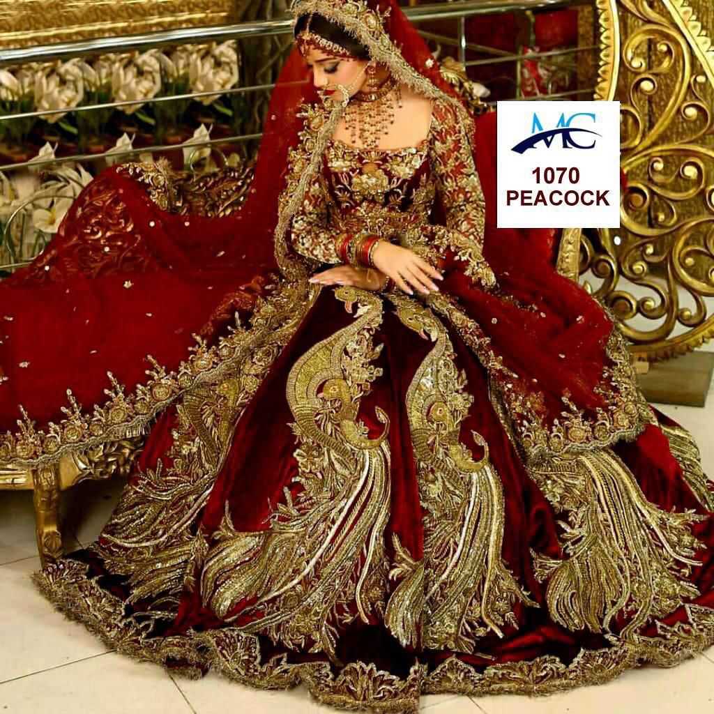 Ynf Velvet KESH494 PEACOCK Lehengas Wholesale Bridal Lehenga Embroidered Lehenga Velvet Lehenga Manufacturer- Kapda Export