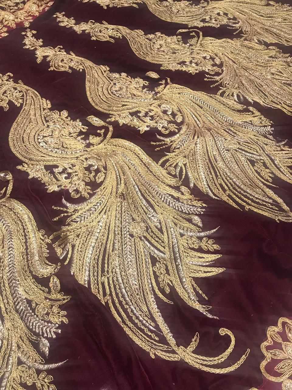 Ynf Velvet KESH494 PEACOCK Lehengas Wholesale Bridal Lehenga Embroidered Lehenga Velvet Lehenga Manufacturer- Kapda Export