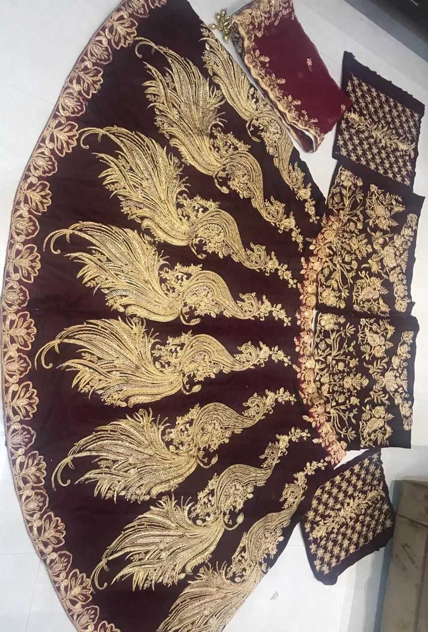 Ynf Velvet KESH494 PEACOCK Lehengas Wholesale Bridal Lehenga Embroidered Lehenga Velvet Lehenga Manufacturer- Kapda Export