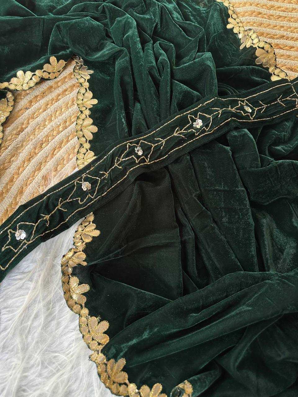 Ynf Velvet KESH568 Srishti Sarees Wholesale Velvet Sarees Gota Patti Sarees Saree with Belt Manufacturer- Kapda Export