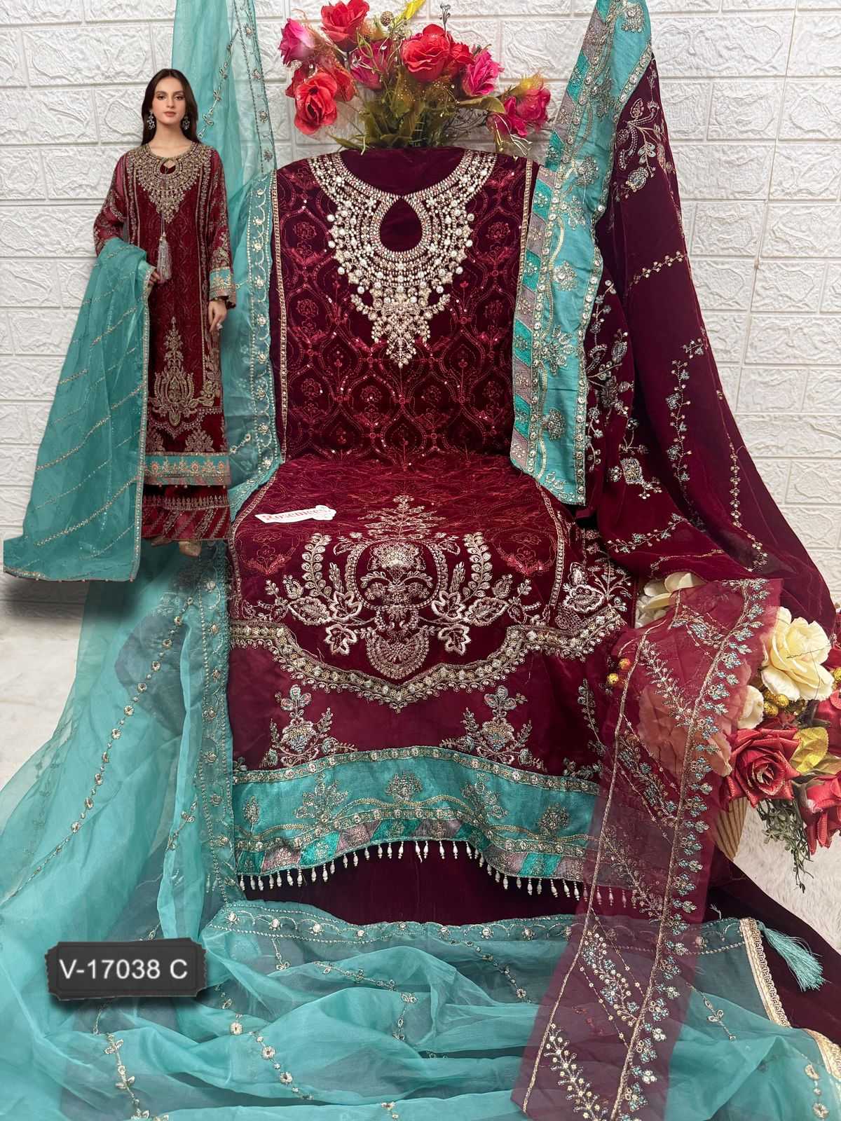 Ynf Velvet KESH677 FEPIC ROSEMEEN 17038 Suits & Dresses Islamic Clothing Festive Collections Wholesale Pakistani Suits Velvet Suits Embroidered Suits Manufacturer- Kapda Export