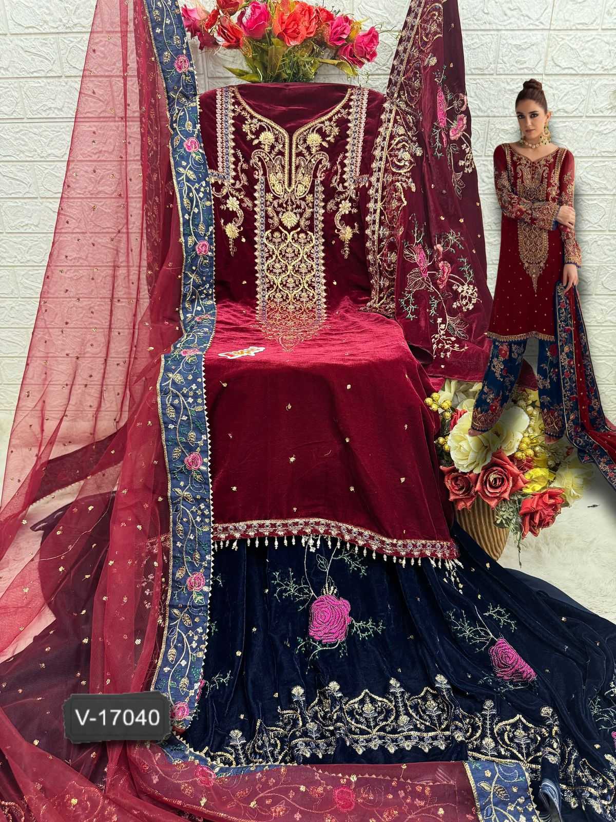 Ynf Velvet KESH677 FEPIC ROSEMEEN V 17040 Suits & Dresses Islamic Clothing Festive Collections Wholesale Velvet Suits Embroidered Suits Eid Collections Manufacturer- Kapda Export