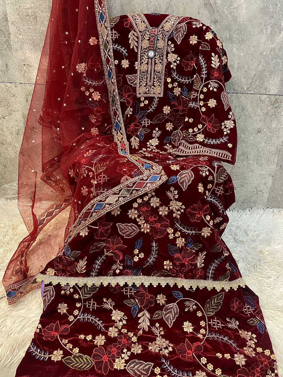 Ynf Velvet KESH677 H-343 A To D Suits & Dresses Islamic Clothing Plus Size Collections Wholesale Pakistani Suits Unstitched Suits Velvet Suits Manufacturer- Kapda Export