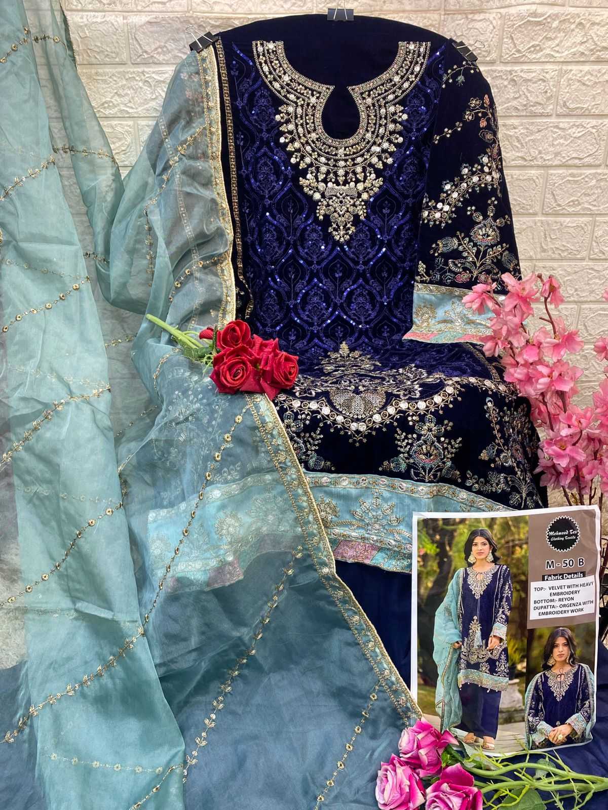 Ynf Velvet KESH677 MEHMOOD TEX M - 50 Suits & Dresses Islamic Clothing Festive Collections Wholesale Pakistani Suits Velvet Suits Eid Collections Manufacturer- Kapda Export