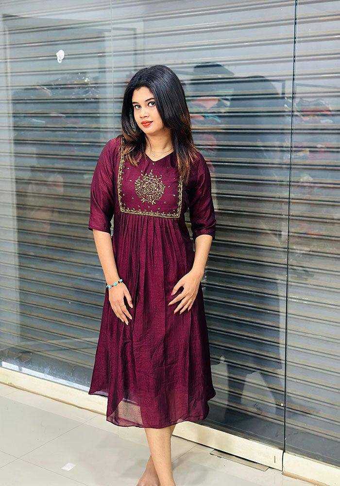 Ynf Vichitra Silk KESH485 77 Kurti Wholesale Fancy Kurti Embroidered Kurtis Full Sleeve Kurti Manufacturer- Kapda Export