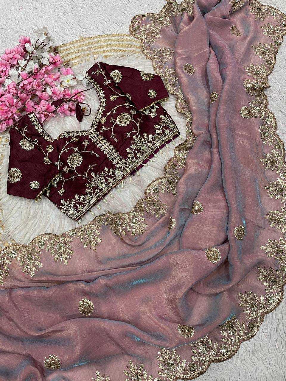 Ynf Vichitra Silk RIN230 660 Sarees Wholesale Festive Sarees Pink Sarees Blue Sarees Manufacturer- Kapda Export