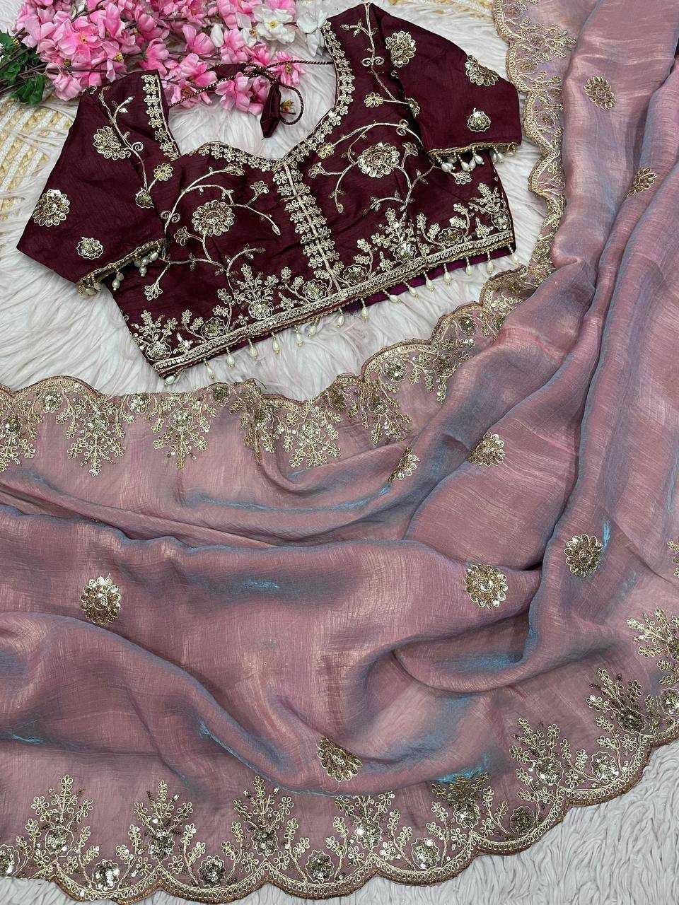 Ynf Vichitra Silk RIN230 660 Sarees Wholesale Festive Sarees Pink Sarees Blue Sarees Manufacturer- Kapda Export