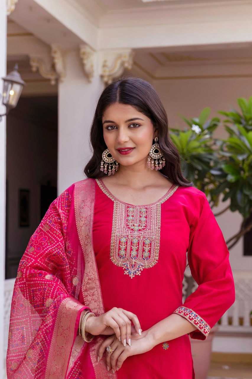 Ynf Viscose Chanderi KESH595 37 Kurti Wholesale Fancy Kurti Embroidered Kurtis Round Neck Kurtis Manufacturer- Kapda Export