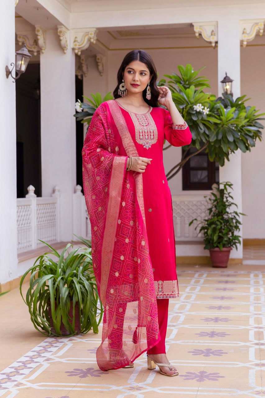 Ynf Viscose Chanderi KESH595 37 Kurti Wholesale Fancy Kurti Embroidered Kurtis Round Neck Kurtis Manufacturer- Kapda Export