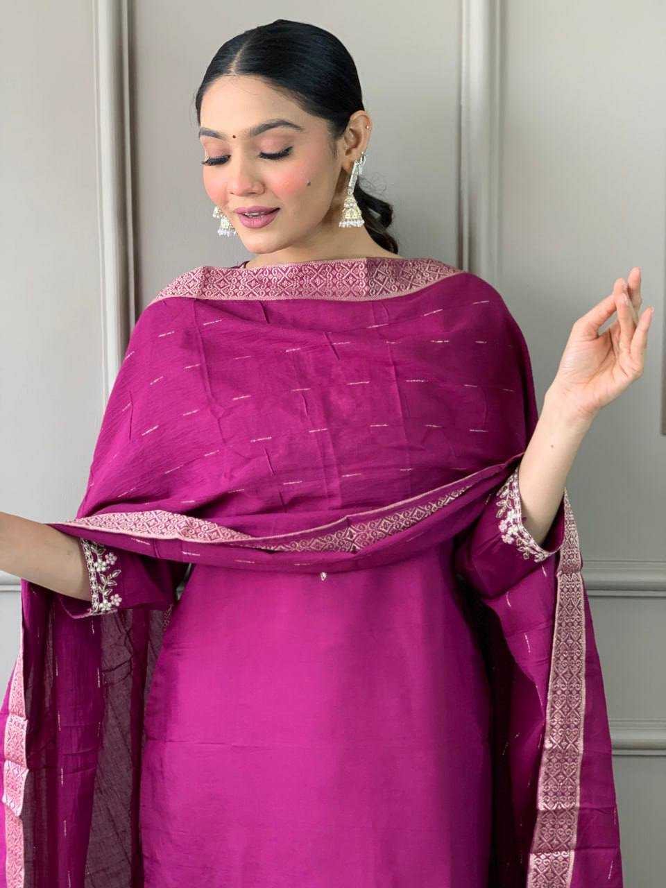 Ynf Viscose Chanderi KESH655 1002 Suits & Dresses Festive Collections Wholesale Ladies Salwar Suits Chanderi Suit Embroidered Suits Manufacturer- Kapda Export