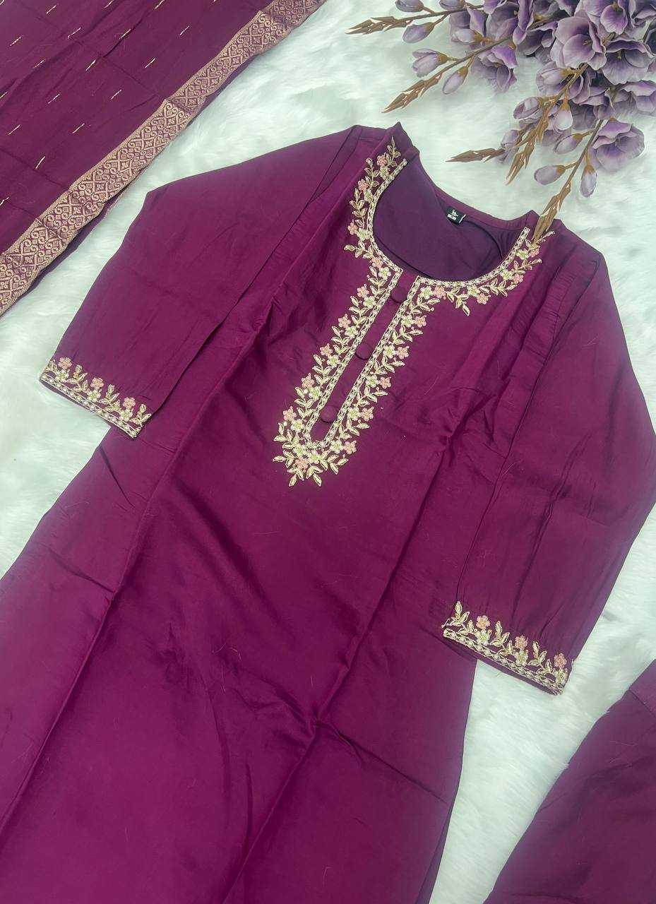 Ynf Viscose Chanderi KESH655 1002 Suits & Dresses Festive Collections Wholesale Ladies Salwar Suits Chanderi Suit Embroidered Suits Manufacturer- Kapda Export