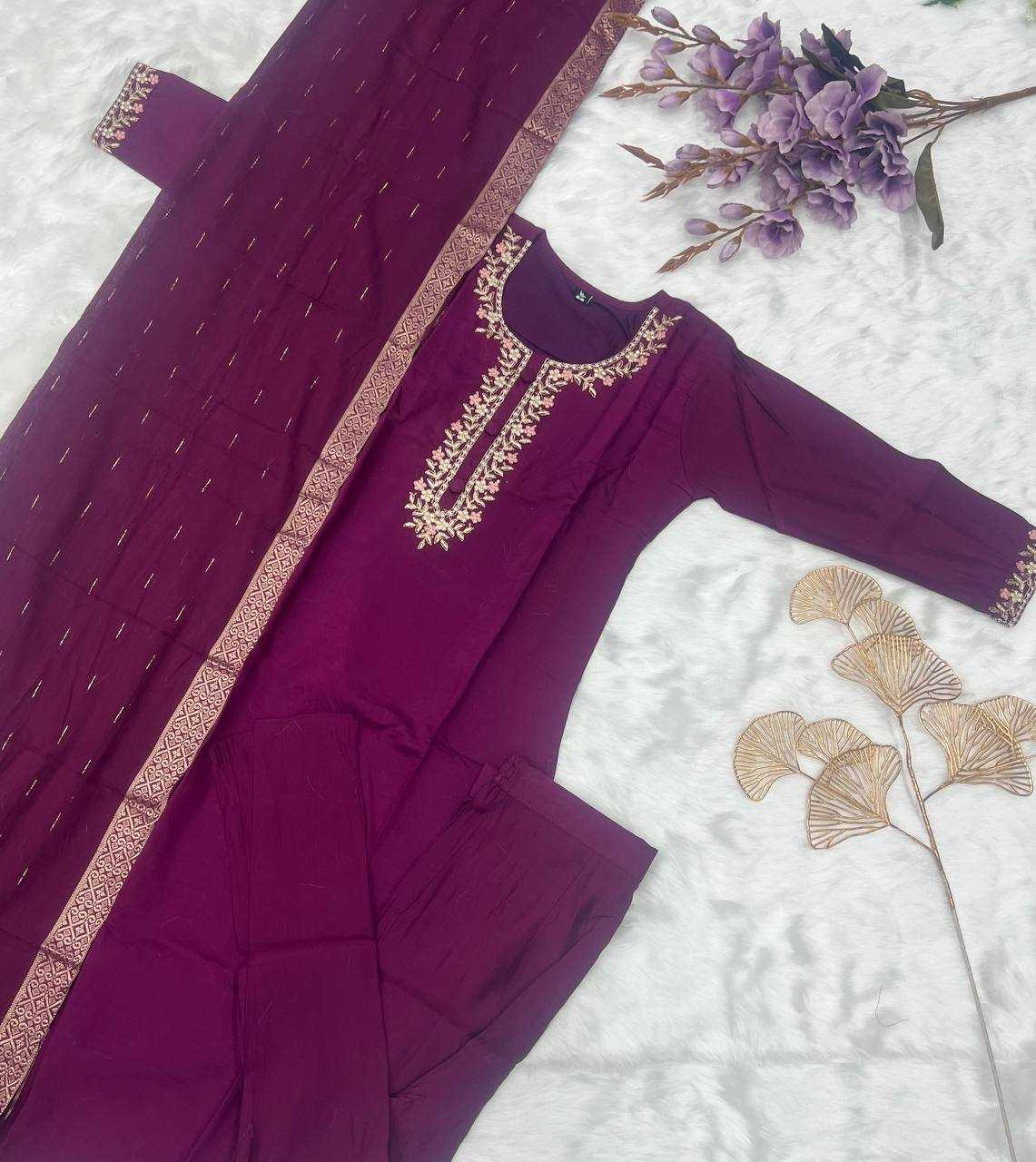 Ynf Viscose Chanderi KESH655 1002 Suits & Dresses Festive Collections Wholesale Ladies Salwar Suits Chanderi Suit Embroidered Suits Manufacturer- Kapda Export