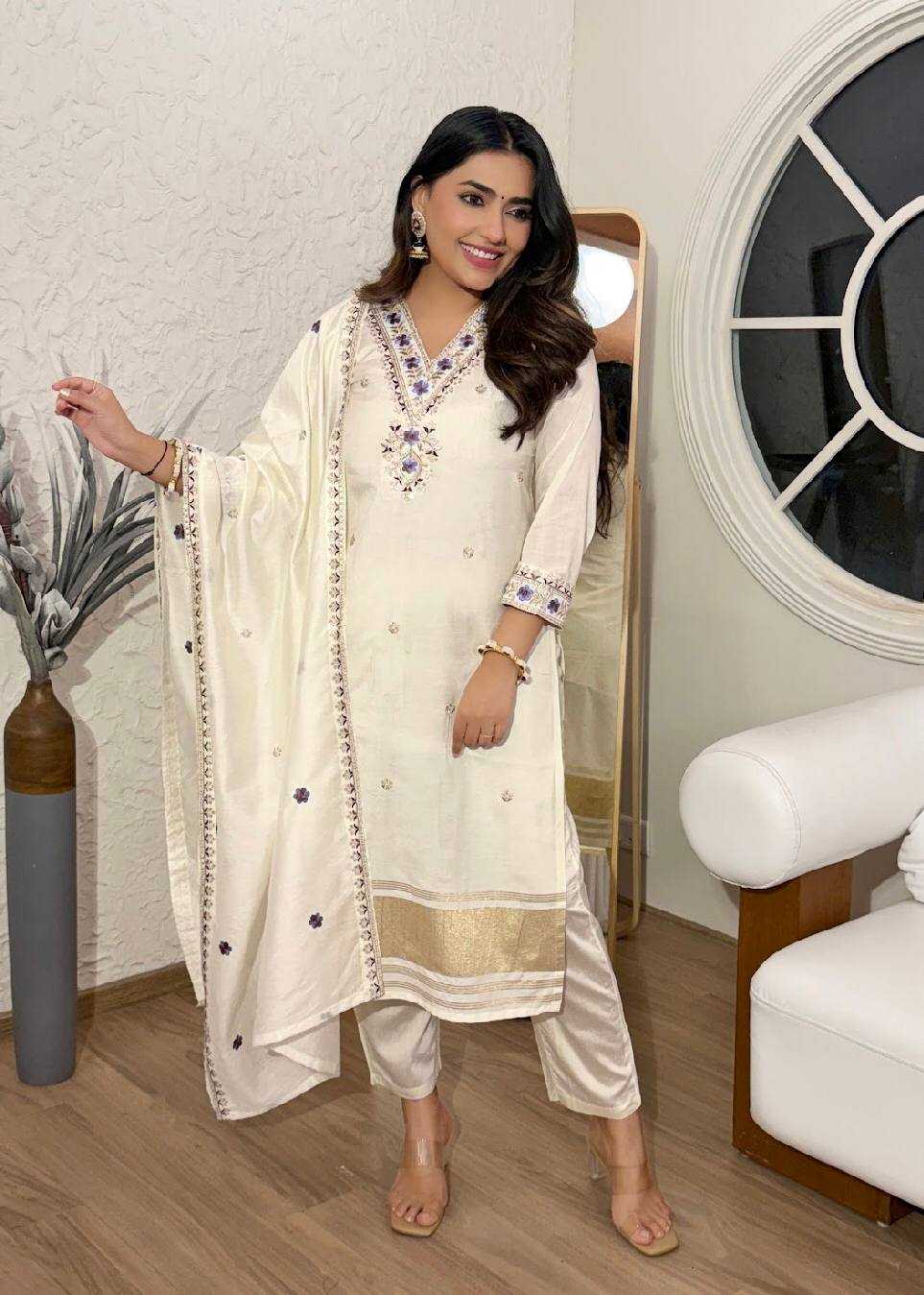 Ynf Viscose Chanderi KESH655 1019 Suits & Dresses Festive Collections Wholesale Embroidery Suits Ladies Salwar Suits Chanderi Suit Manufacturer- Kapda Export