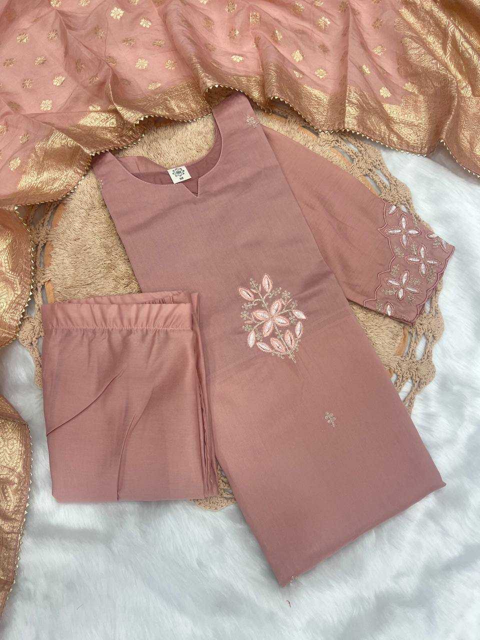 Ynf Viscose Chanderi KESH655 1020 Suits & Dresses Festive Collections Wholesale Embroidery Suits Ladies Salwar Suits Chanderi Suit Manufacturer- Kapda Export