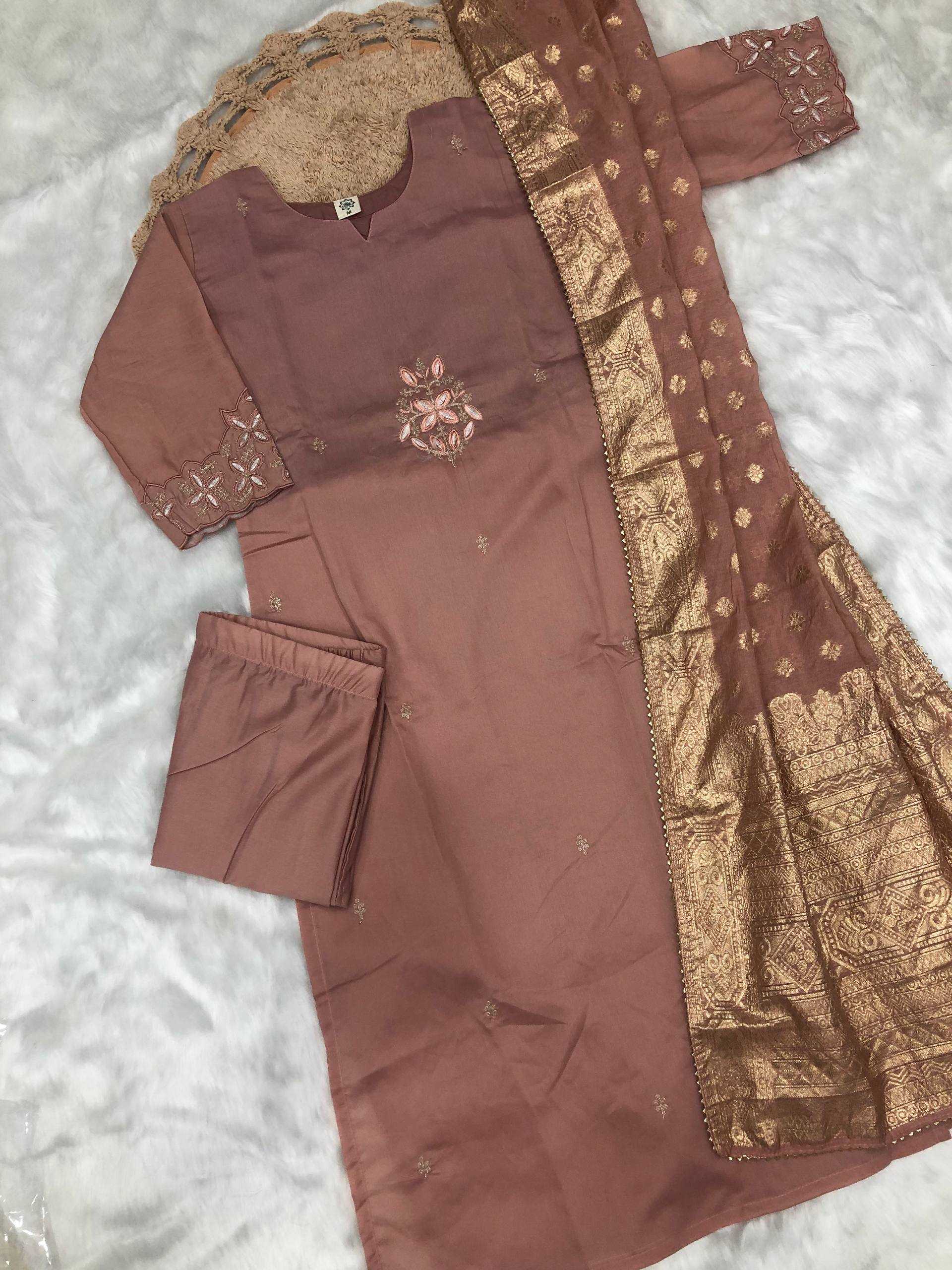 Ynf Viscose Chanderi KESH655 1020 Suits & Dresses Festive Collections Wholesale Embroidery Suits Ladies Salwar Suits Chanderi Suit Manufacturer- Kapda Export