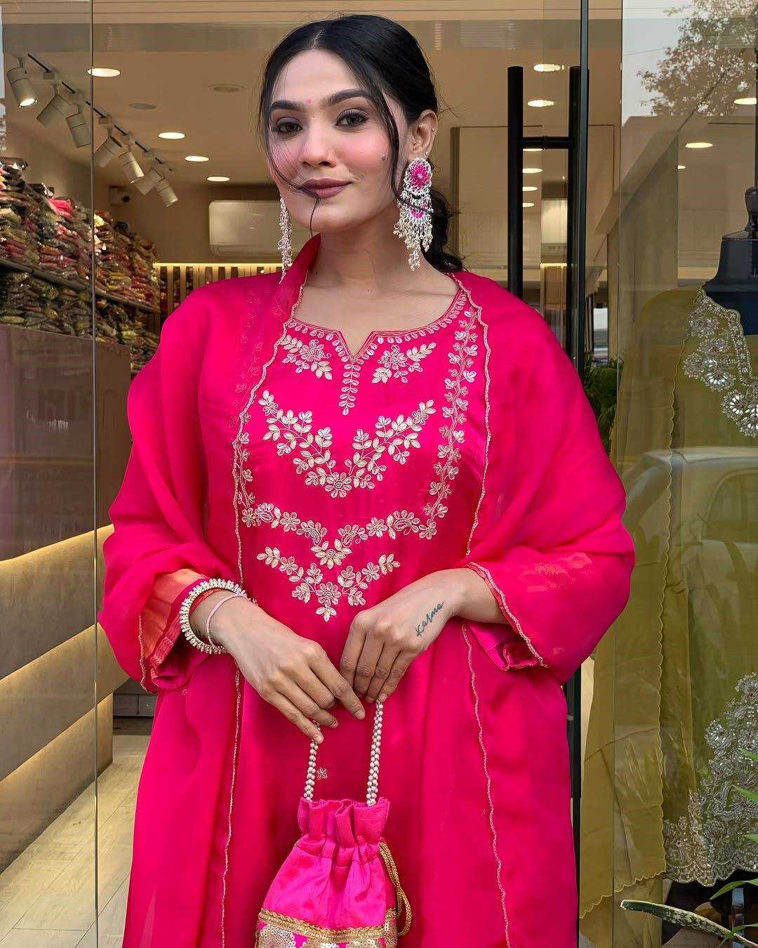 Ynf Viscose Chanderi KESH655 1021 Suits & Dresses Festive Collections Wholesale Embroidery Suits Ladies Salwar Suits Chanderi Suit Manufacturer- Kapda Export