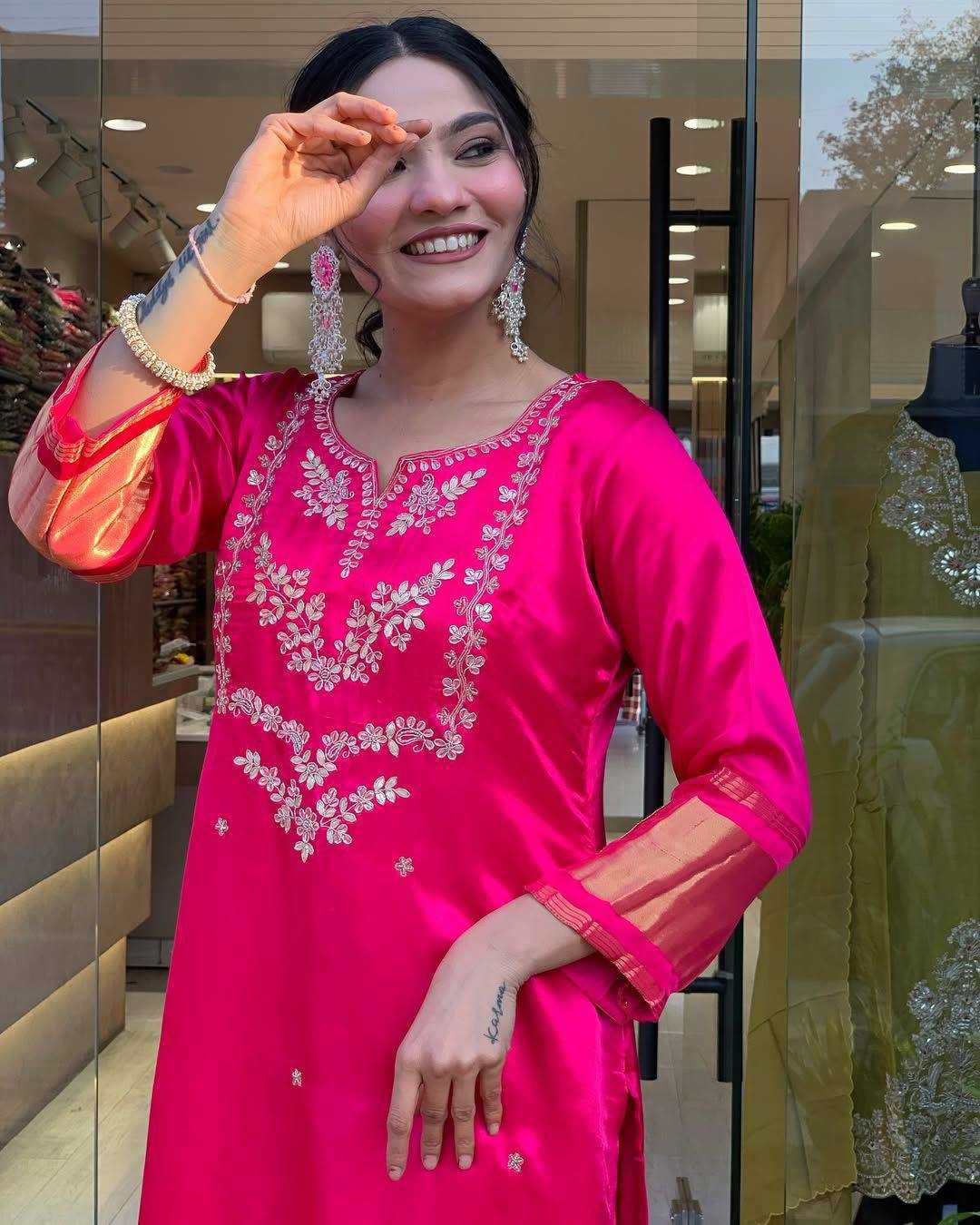 Ynf Viscose Chanderi KESH655 1021 Suits & Dresses Festive Collections Wholesale Embroidery Suits Ladies Salwar Suits Chanderi Suit Manufacturer- Kapda Export