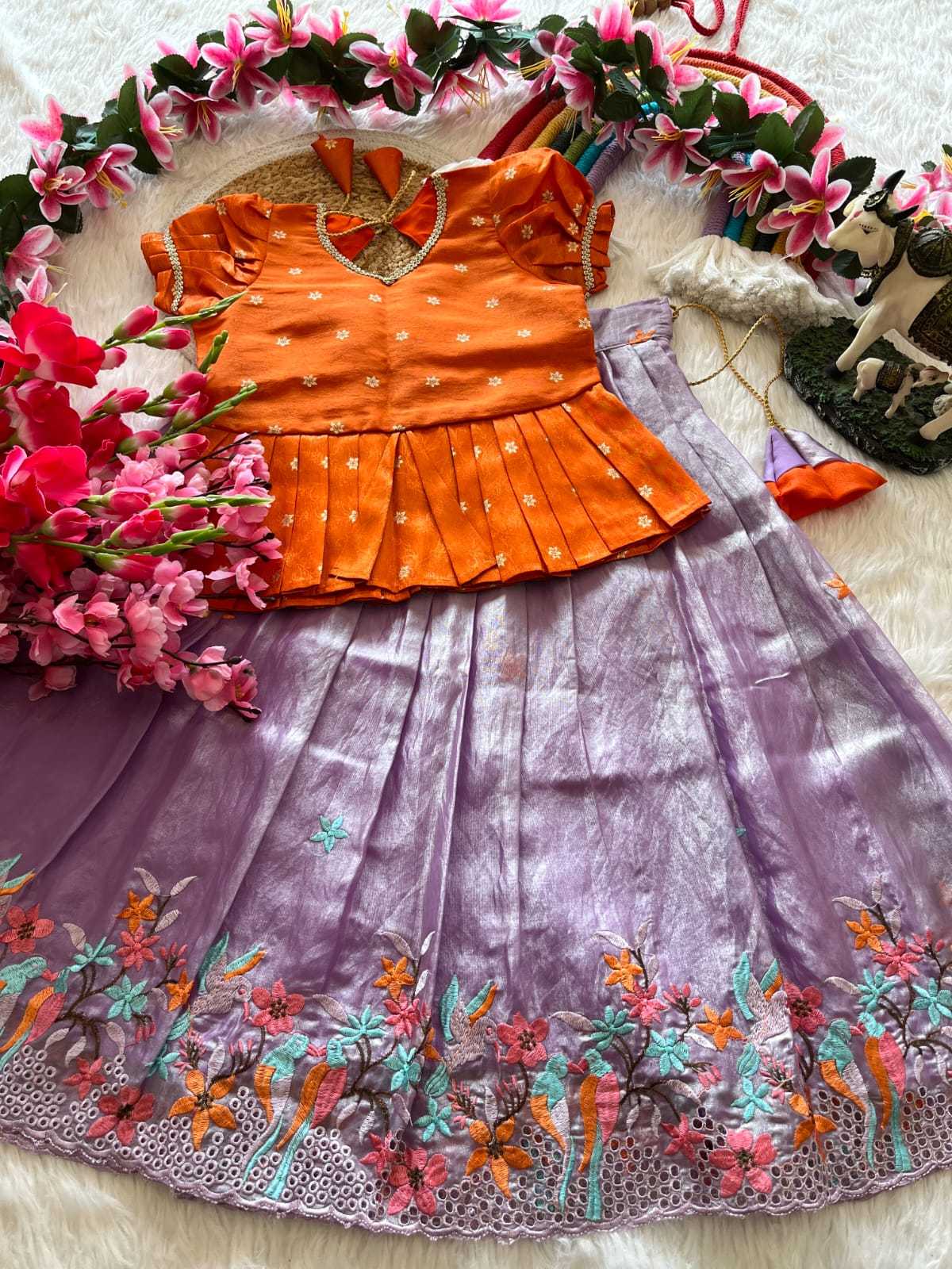 Ynf Viscose RIN235 tissue silk Kids Wear Wholesale Kids Lehenga Kids Lehenga Choli Baby Girl Lehenga Manufacturer- Kapda Export