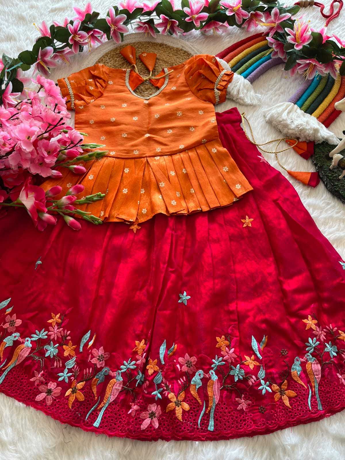 Ynf Viscose RIN235 tissue silk Kids Wear Wholesale Kids Lehenga Kids Lehenga Choli Baby Girl Lehenga Manufacturer- Kapda Export