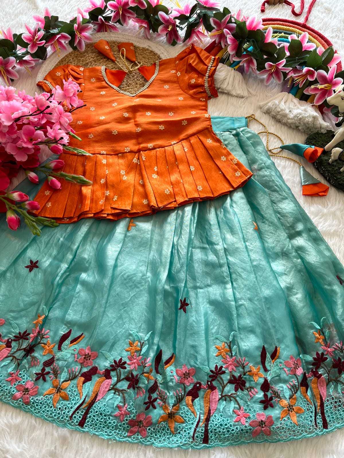 Ynf Viscose RIN235 tissue silk Kids Wear Wholesale Kids Lehenga Kids Lehenga Choli Baby Girl Lehenga Manufacturer- Kapda Export