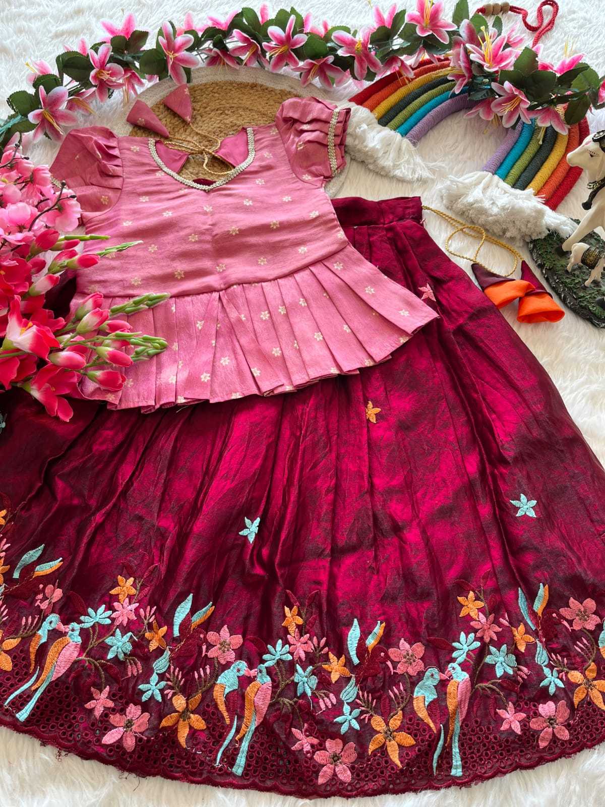 Ynf Viscose RIN235 tissue silk Kids Wear Wholesale Kids Lehenga Kids Lehenga Choli Baby Girl Lehenga Manufacturer- Kapda Export