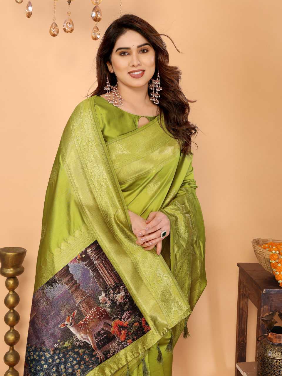 Ynf Zari Silk KESH709 25 Sarees Wholesale Printed Sarees Ikkat Saree Zari Border Sarees Manufacturer- Kapda Export