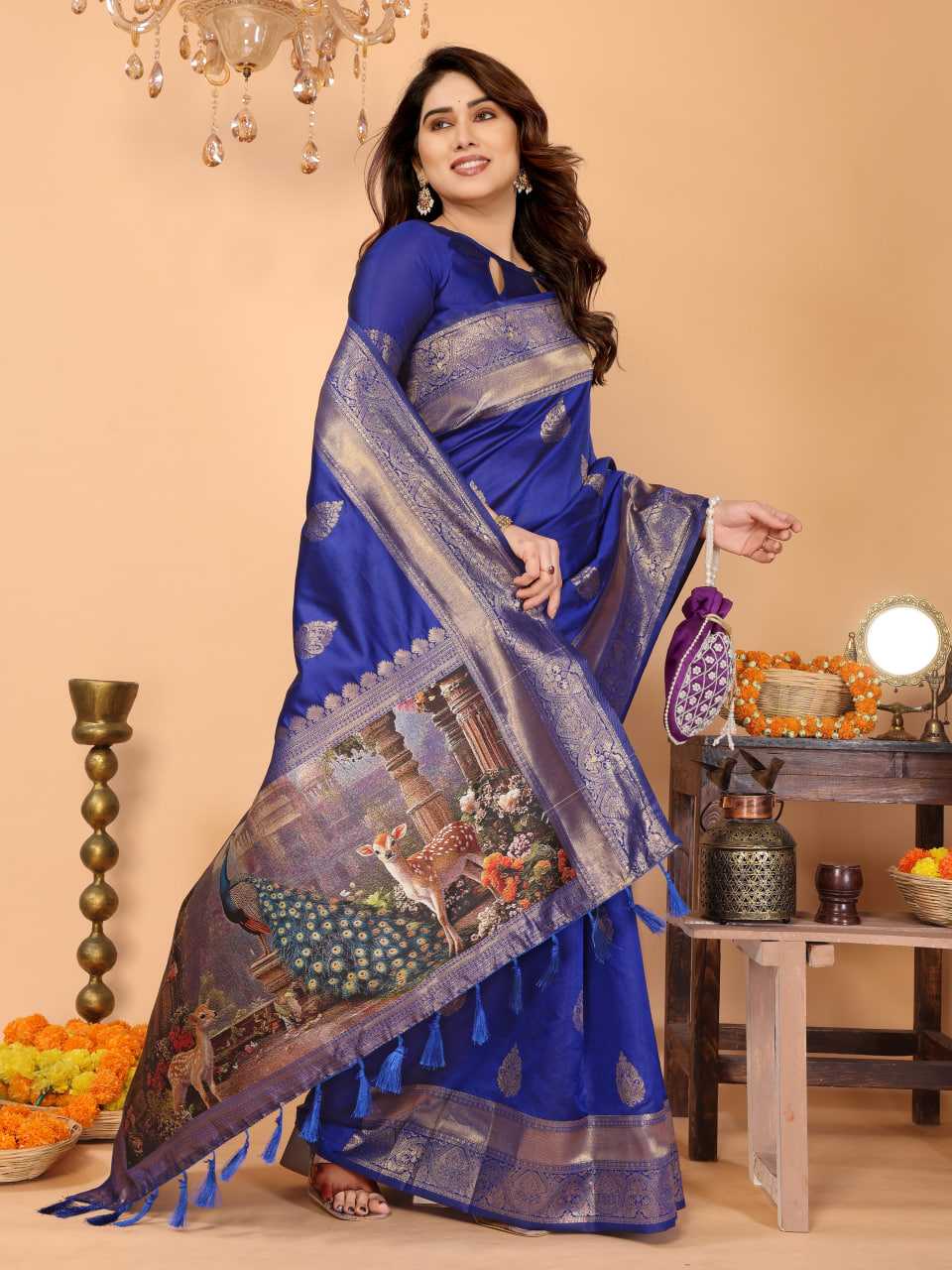 Ynf Zari Silk KESH709 25 Sarees Wholesale Printed Sarees Ikkat Saree Zari Border Sarees Manufacturer- Kapda Export