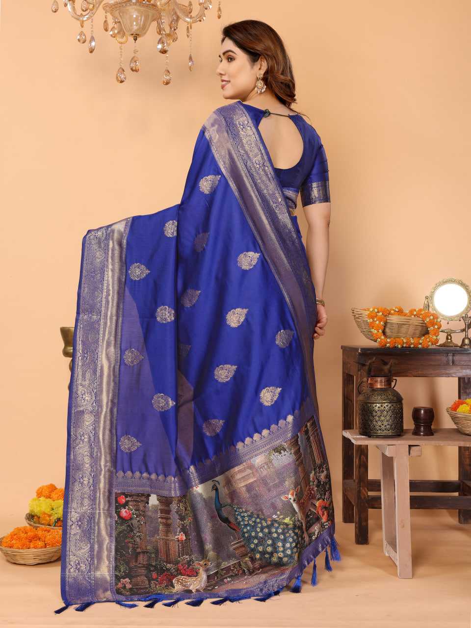Ynf Zari Silk KESH709 25 Sarees Wholesale Printed Sarees Ikkat Saree Zari Border Sarees Manufacturer- Kapda Export