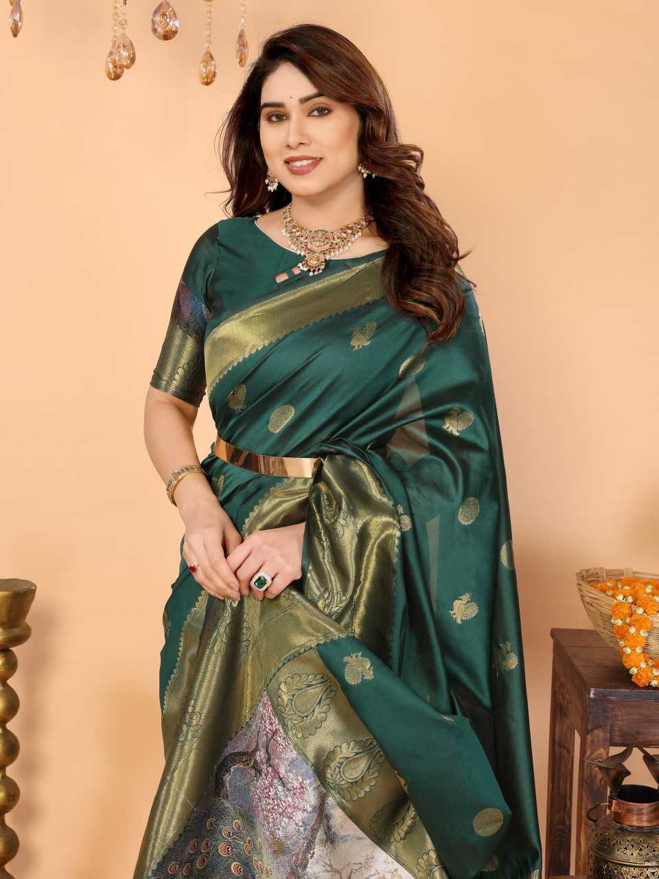 Ynf Zari Silk KESH709 25 Sarees Wholesale Printed Sarees Ikkat Saree Zari Border Sarees Manufacturer- Kapda Export