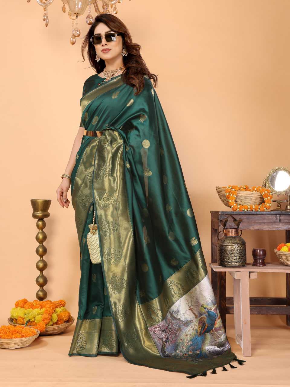 Ynf Zari Silk KESH709 25 Sarees Wholesale Printed Sarees Ikkat Saree Zari Border Sarees Manufacturer- Kapda Export