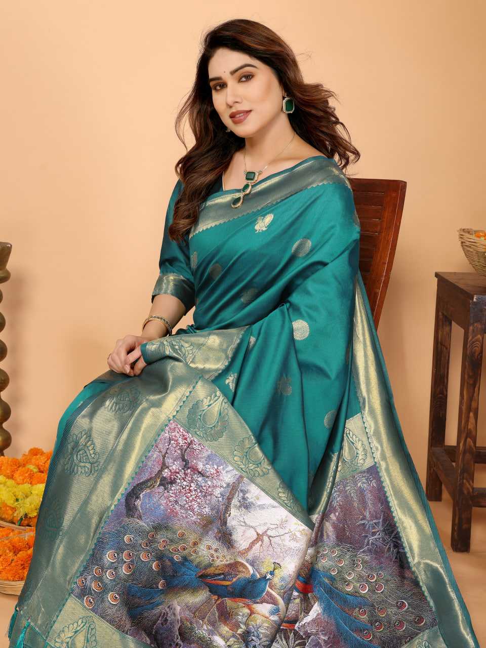 Ynf Zari Silk KESH709 25 Sarees Wholesale Printed Sarees Ikkat Saree Zari Border Sarees Manufacturer- Kapda Export
