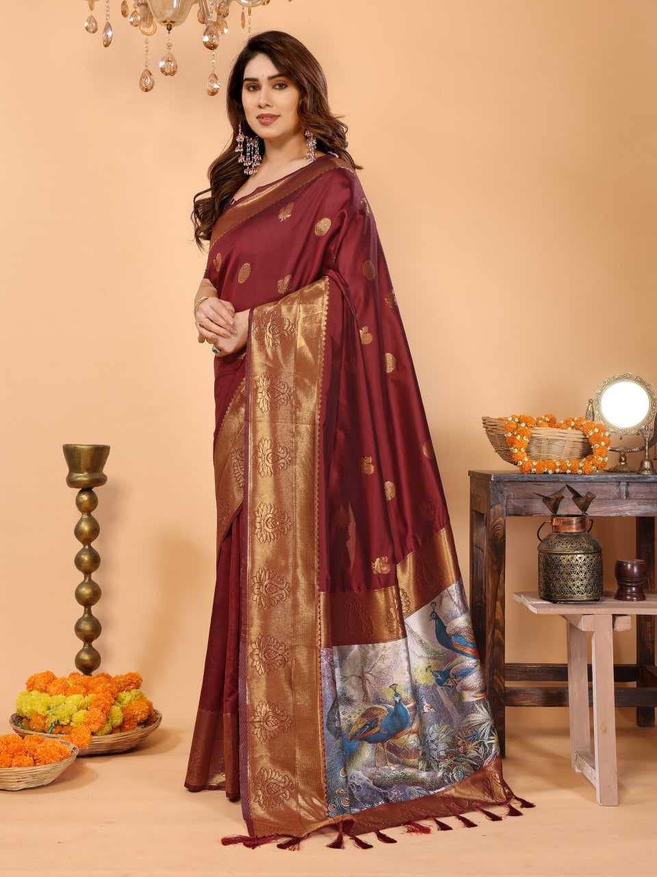 Ynf Zari Silk KESH709 25 Sarees Wholesale Printed Sarees Ikkat Saree Zari Border Sarees Manufacturer- Kapda Export