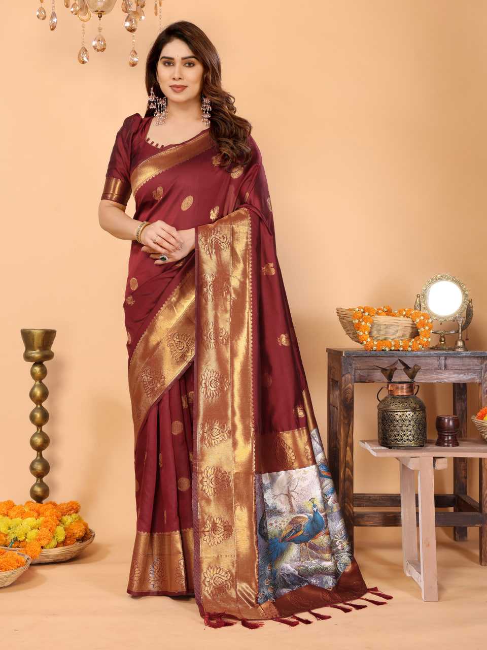 Ynf Zari Silk KESH709 25 Sarees Wholesale Printed Sarees Ikkat Saree Zari Border Sarees Manufacturer- Kapda Export