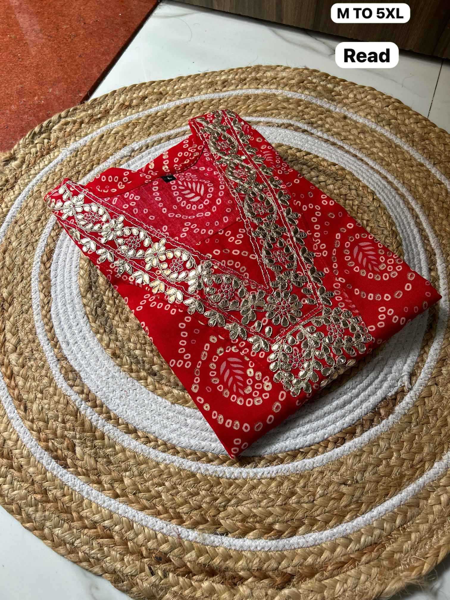 Ynf Bandhani Silk KESH720 GOTA Kurti Wholesale Printed Kurtis Embroidered Kurtis Bandhani Kurtis Manufacturer- Kapda Export