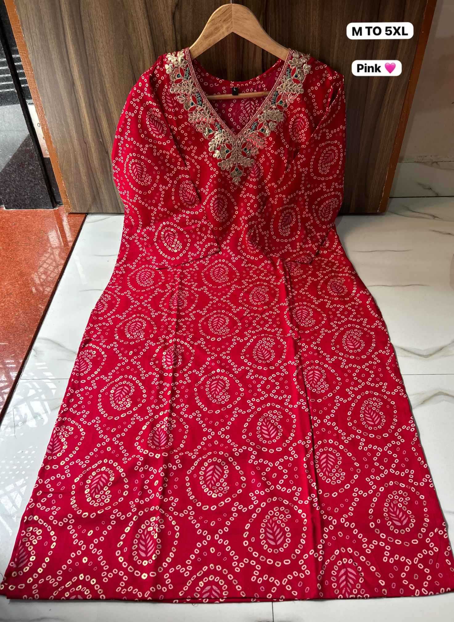 Ynf Bandhani Silk KESH720 GOTA Kurti Wholesale Printed Kurtis Embroidered Kurtis Bandhani Kurtis Manufacturer- Kapda Export