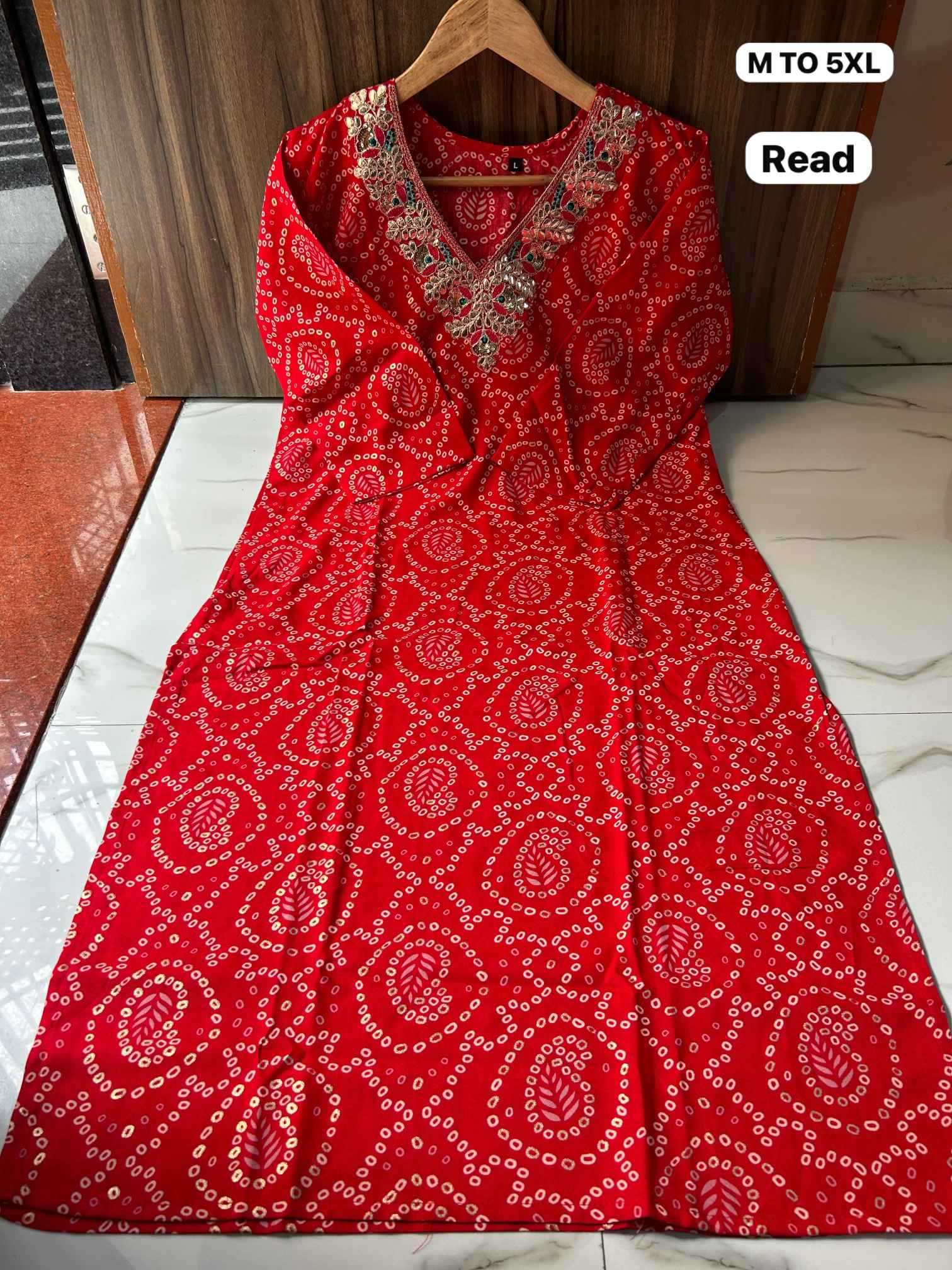 Ynf Bandhani Silk KESH720 GOTA Kurti Wholesale Printed Kurtis Embroidered Kurtis Bandhani Kurtis Manufacturer- Kapda Export