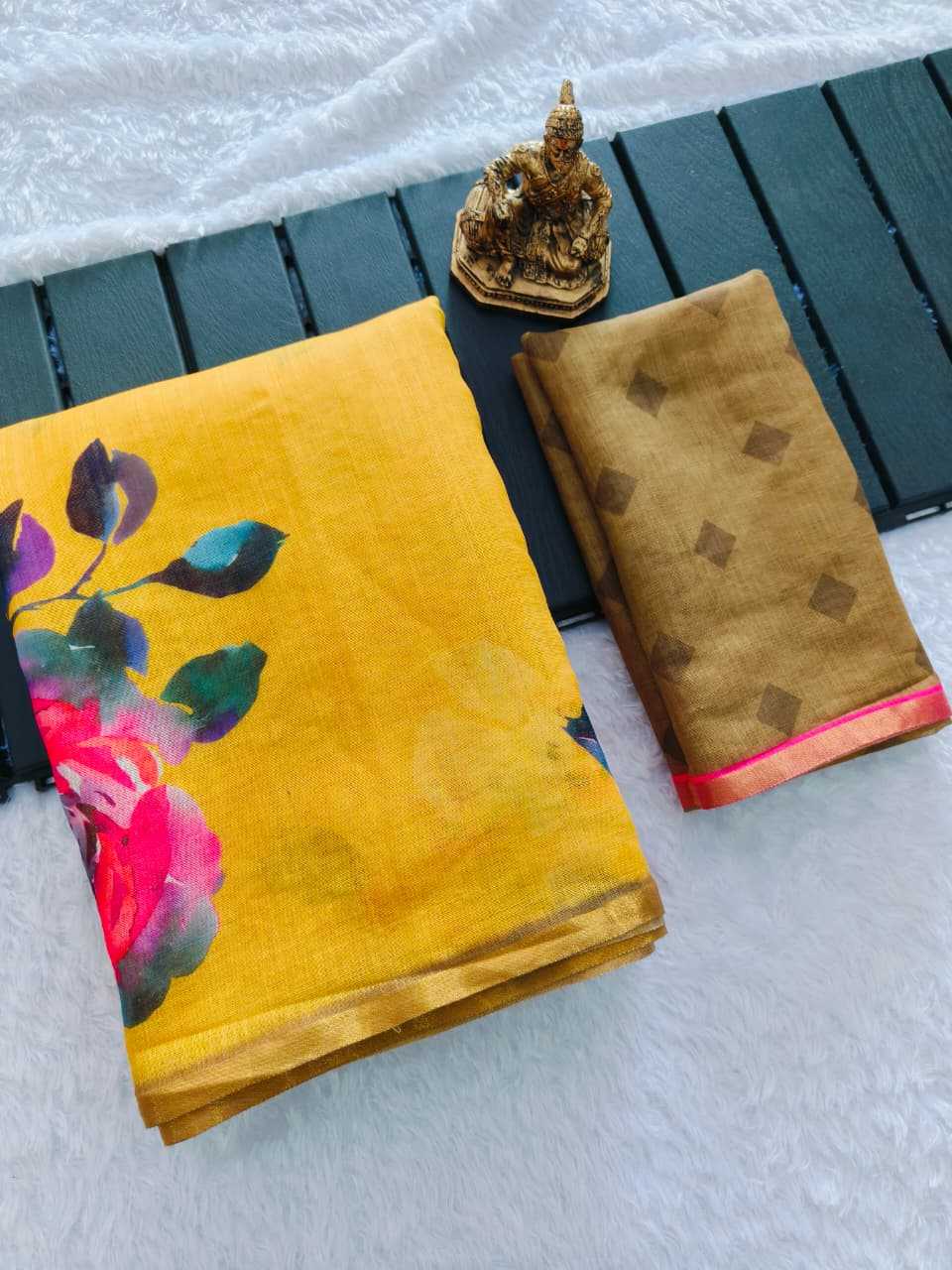 Ynf Blooming KESH673 YELLOW Sarees Wholesale Printed Sarees Embroidered Sarees Tussar Sarees Manufacturer- Kapda Export